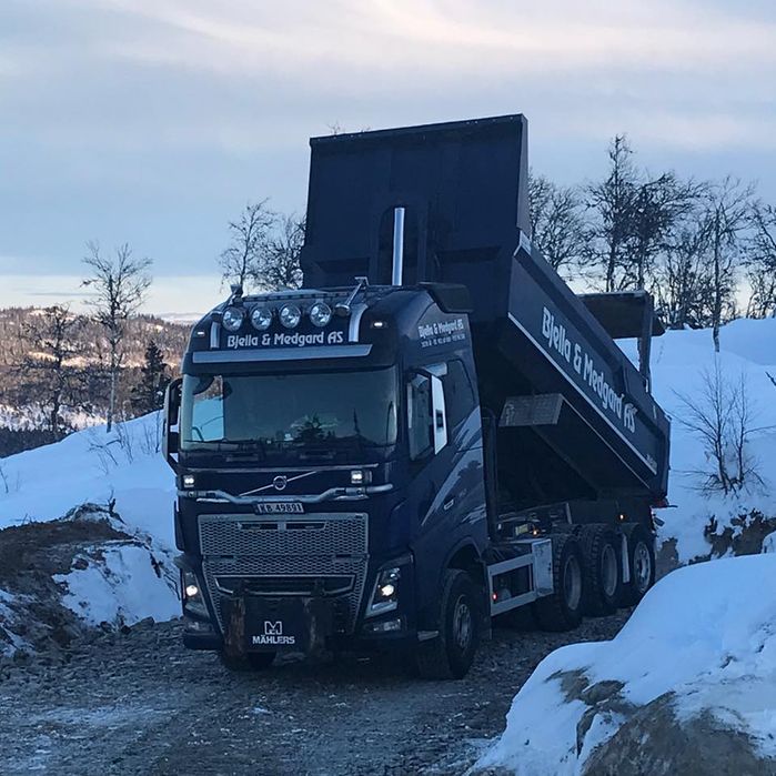 Svart lastebil i naturen